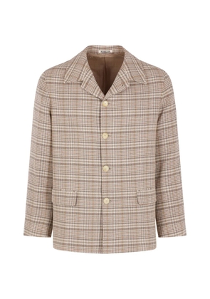 Auralee checked shirt jacket - Neutrals