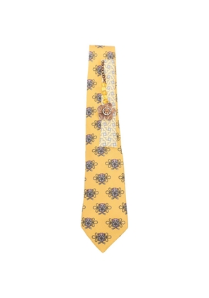 A.N.G.E.L.O. Vintage Upcycling x Stefania Bertoni customised Hermès beaded flower tie - Yellow