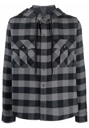 Off-White Arrows-print check hoodie shirt - Grey