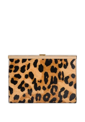 Alberta Ferretti leopard-print chain clutch bag - Neutrals
