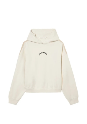 Palm Angels curved logo loose crop hoodie - Neutrals
