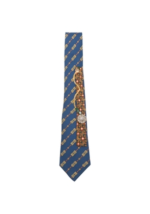 A.N.G.E.L.O. Vintage Upcycling x Stefania Bertoni customised Hermès embellished tie - Blue