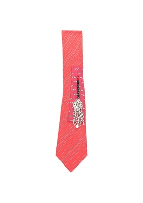 A.N.G.E.L.O. Vintage Upcycling x Stefania Bertoni customised Hermès striped beaded silk tie - Red