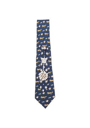 A.N.G.E.L.O. Vintage Upcycling x Stefania Bertoni customised Hermès embellished silk tie - Blue