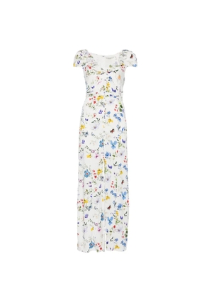 alice + olivia Tara ruffled floral slip midi dress - White