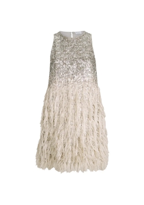 Brunello Cucinelli dazzling dégradé mini dress in cotton and silk fil coupé - Grey