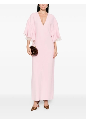 Alberta Ferretti ruffled V-neck dress - Pink