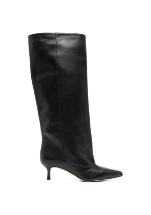 Gisel Moire Lory pointed-toe knee-high boots - Black