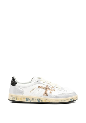 Premiata glitter-detail appliqué sneakers - White