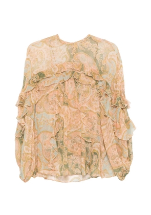 ZIMMERMANN Luna Flutter ruffled paisley blouse - Neutrals