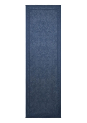ETRO frayed paisley-print scarf - Blue