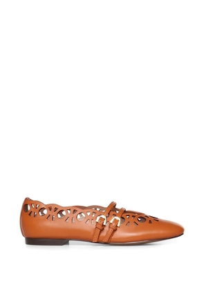 Coccinelle Risako buckled cut-out ballet flats - Brown