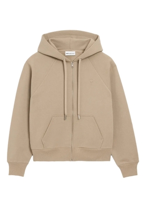 AMI Paris Ami De Coeur logo zipped hoodie - Neutrals