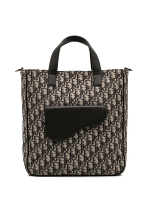 Christian Dior Pre-Owned 2022 Oblique Canvas and Leather Saddle Tote satchel - Blue