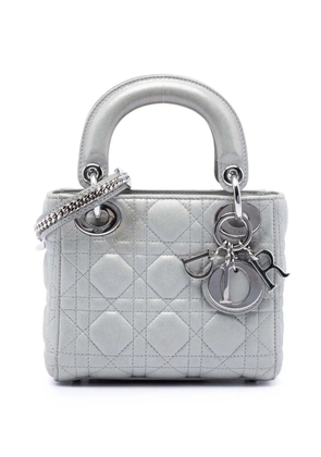 Christian Dior Pre-Owned 2015 Mini Iridescent Lambskin Cannage Lady Dior satchel - Silver