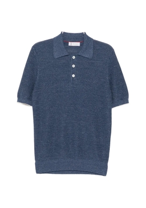 Brunello Cucinelli knitted short sleeve polo shirt - Blue