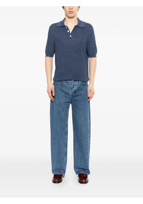 Brunello Cucinelli knitted short sleeve polo shirt - Blue