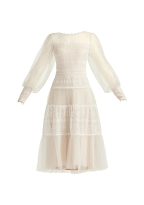 Tadashi Shoji lace long-sleeve midi dress - Neutrals