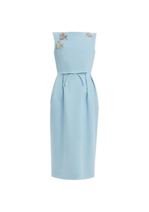 ERDEM floral-brooches pencil dress - Blue