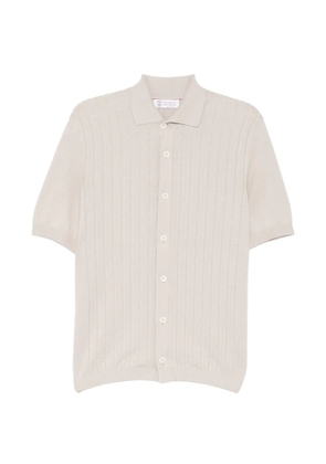 Brunello Cucinelli ribbed buttoned polo shirt - Neutrals