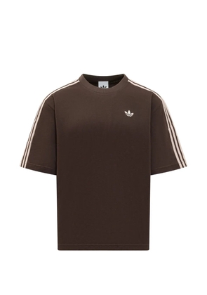 adidas stripes logo T-shirt - Brown