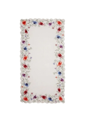 Faliero Sarti floral-embroidered scalloped scarf - White