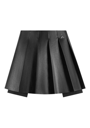 Manière De Voir Juliette pleated faux-leather black mini skirt