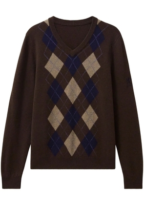 Pringle of Scotland argyle v-neck sweater - Brown