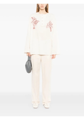 Kinyan Lam floral embroidery blouse - Neutrals