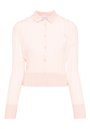 Maison Kitsuné baby fox patch pleated ribbed cardigan - Pink