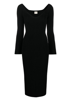 KHAITE Pia ribbed-knit midi dress - Black