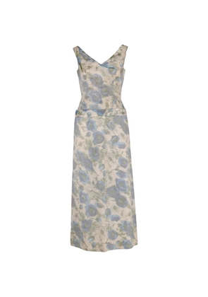 Vintage 1960s floral V-neck midi dress - Neutrals