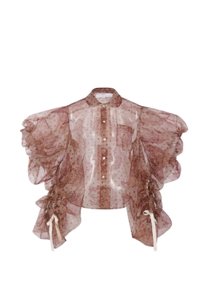 Comme des Garçons TAO patterned ruffled shirt - Neutrals