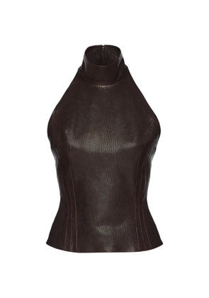Magda Butrym high-neck leather top - Brown