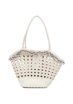 Osoi Lip woven beaded shoulder bag - White