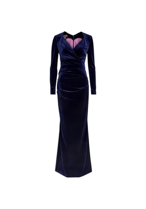 Talbot Runhof gathered velvet gown - Blue