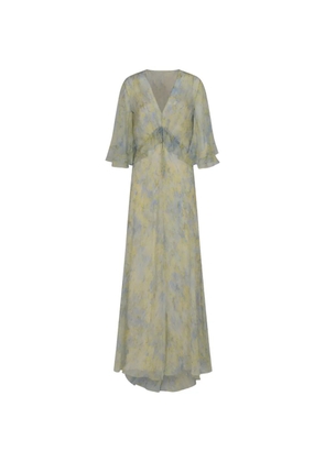 Alberta Ferretti ruffled-detail floral-print dress - Yellow