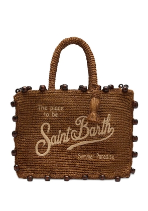 MC2 Saint Barth beaded logo-embroidered shoulder bag - Brown