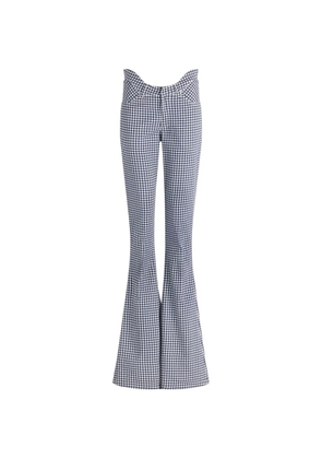 Jean Paul Gaultier curved gingham flared trousers - Blue
