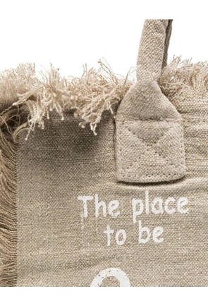 MC2 Saint Barth fringed logo-detail shoulder bag - Neutrals