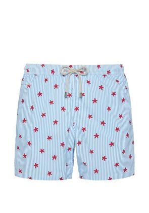 MC2 Saint Barth starfish-print striped swim shorts - Blue