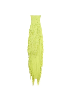 Blumarine ruched ruffled maxi dress - Green