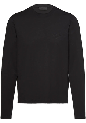 Prada embroidered logo long-sleeve T-shirt - Black