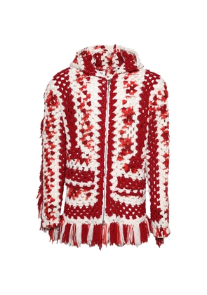 Nigel Xavier fringed hoodie - Red