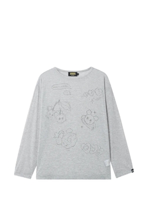 Mini Cream graphic-print long-sleeved T-shirt - Grey