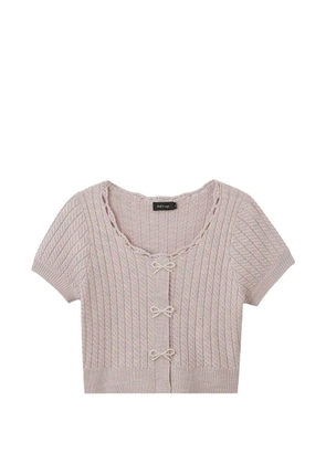 tout a coup bow appliqué knitted top - Pink