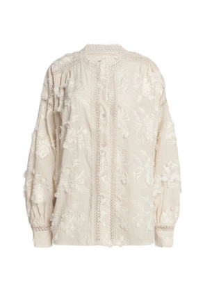 Weili Zheng floral-embroidered blouse - White