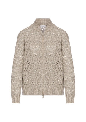 Brunello Cucinelli Dazzling Braids zip-up linen cardigan - Neutrals