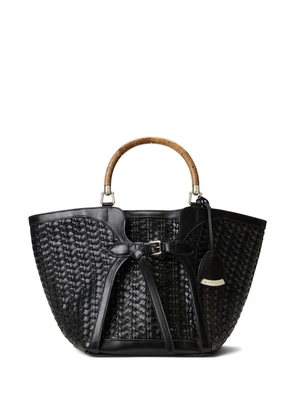 Ralph Lauren Collection braided wooden top handle leather tote - Black