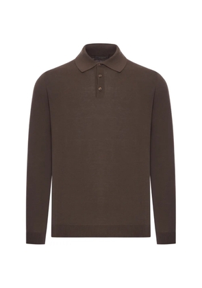 Zanone long-sleeve button polo shirt - Brown